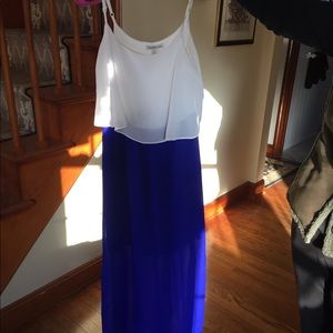 Charlotte Russe White and Blue Long Dress